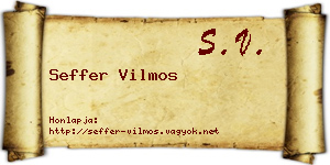Seffer Vilmos névjegykártya